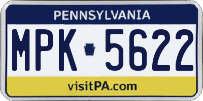 PA license plate MPK5622