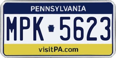 PA license plate MPK5623