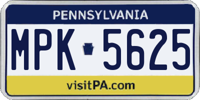 PA license plate MPK5625