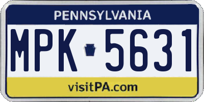 PA license plate MPK5631