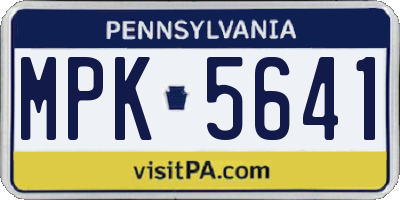 PA license plate MPK5641