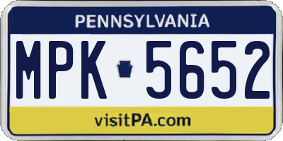 PA license plate MPK5652