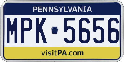 PA license plate MPK5656