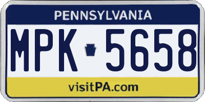 PA license plate MPK5658