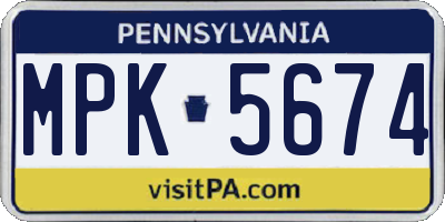 PA license plate MPK5674