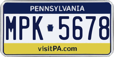 PA license plate MPK5678
