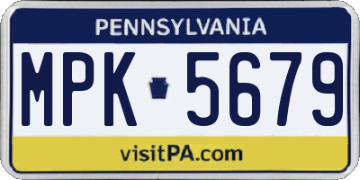 PA license plate MPK5679
