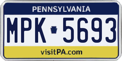 PA license plate MPK5693