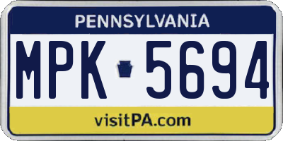 PA license plate MPK5694