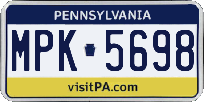 PA license plate MPK5698