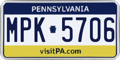 PA license plate MPK5706