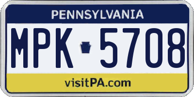 PA license plate MPK5708