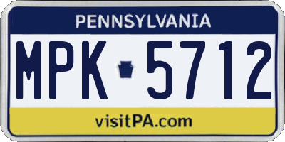 PA license plate MPK5712