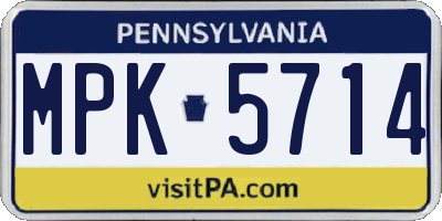 PA license plate MPK5714