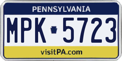 PA license plate MPK5723