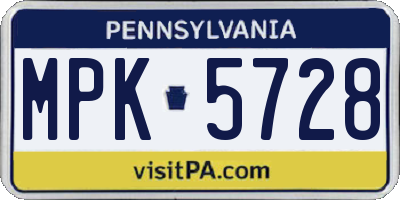 PA license plate MPK5728