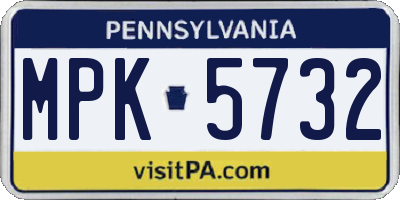 PA license plate MPK5732