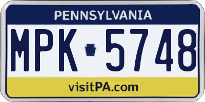 PA license plate MPK5748