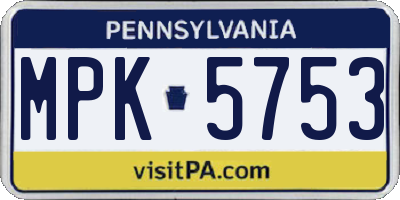 PA license plate MPK5753