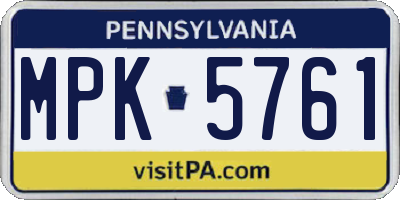 PA license plate MPK5761