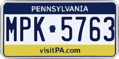 PA license plate MPK5763