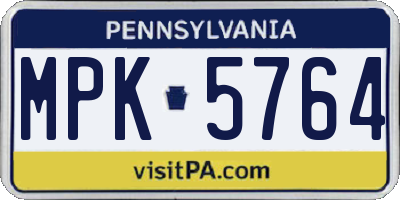 PA license plate MPK5764