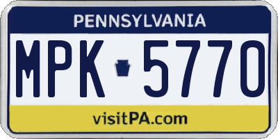 PA license plate MPK5770