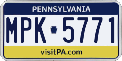 PA license plate MPK5771