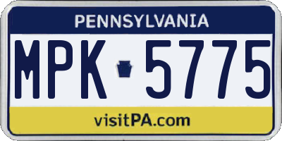 PA license plate MPK5775