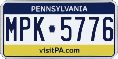 PA license plate MPK5776