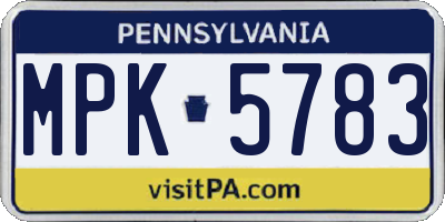 PA license plate MPK5783