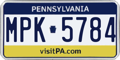 PA license plate MPK5784
