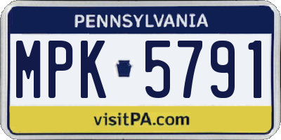 PA license plate MPK5791