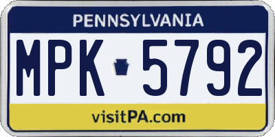 PA license plate MPK5792