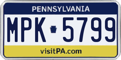 PA license plate MPK5799