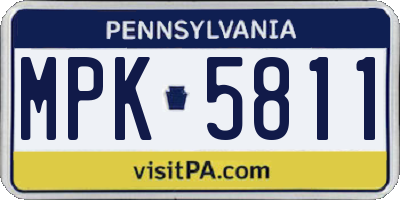 PA license plate MPK5811