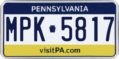 PA license plate MPK5817
