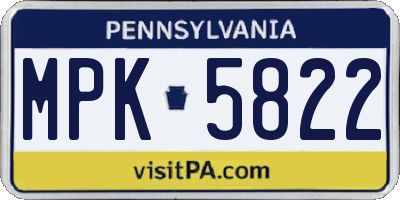 PA license plate MPK5822