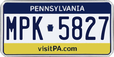PA license plate MPK5827