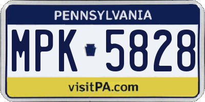 PA license plate MPK5828