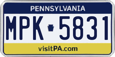 PA license plate MPK5831