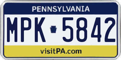 PA license plate MPK5842