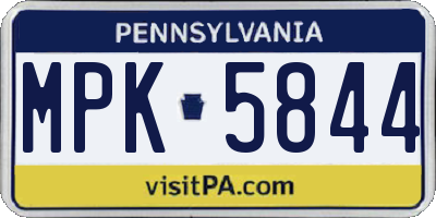 PA license plate MPK5844