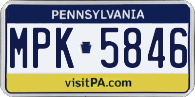 PA license plate MPK5846