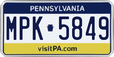 PA license plate MPK5849