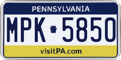 PA license plate MPK5850