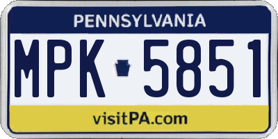 PA license plate MPK5851