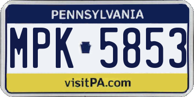 PA license plate MPK5853
