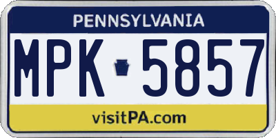 PA license plate MPK5857