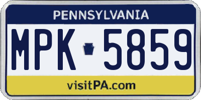 PA license plate MPK5859